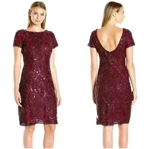 SD collection Lace Sequin Embroidered Sheath Dress Beaded party evening 8